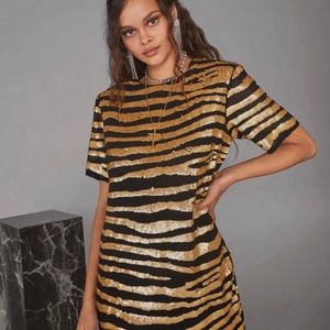 Nasty Gal zebra sequin mini dress